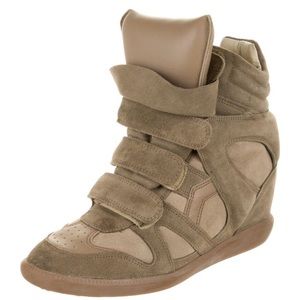 Isabel Marant suede high top wedge sneakers.